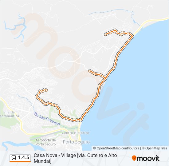 Mapa da linha 1.4.5 de ônibus