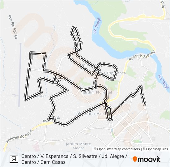 Mapa da linha 002 HORÁRIOS DE DOMINGOS E FERIADOS de ônibus