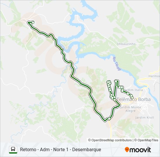 Mapa da linha KLABIN PUMA KLABIN PUMA de ônibus