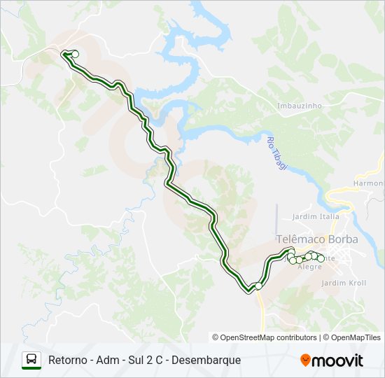 Mapa da linha KLABIN PUMA KLABIN PUMA de ônibus