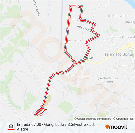 Mapa da linha 10800 DISTRITO INDUSTRIAL de ônibus