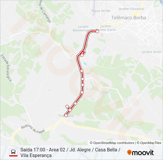 Mapa da linha 10800 DISTRITO INDUSTRIAL de ônibus