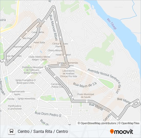 Mapa da linha 10300 SANTA RITA de ônibus