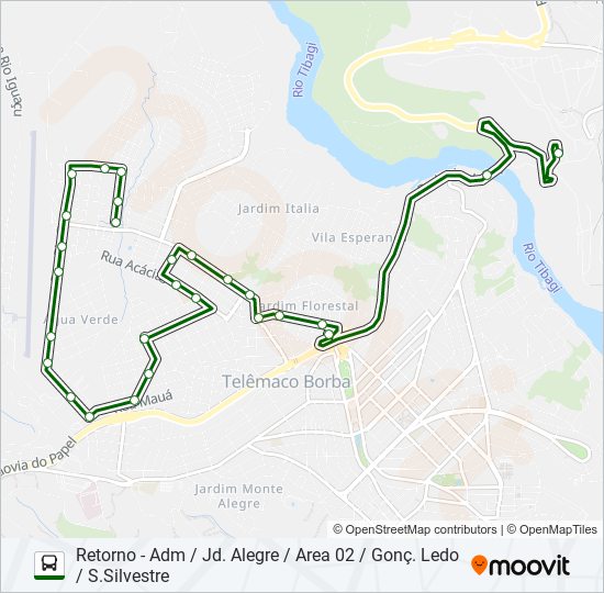 Mapa da linha KLABIN MA MONTE ALEGRE de ônibus