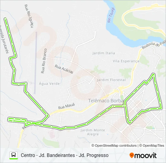 10100 JD. PROGRESSO / JD. BANDEIRANTES Bus Line Map
