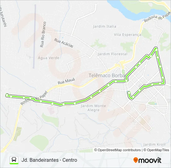10100 JD. PROGRESSO / JD. BANDEIRANTES Bus Line Map