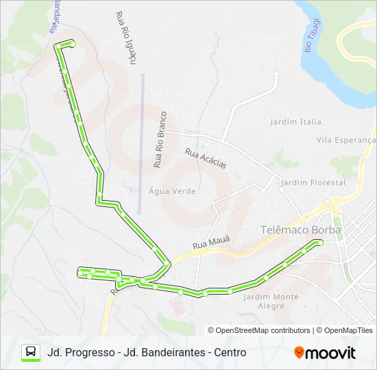 10100 JD. PROGRESSO / JD. BANDEIRANTES Bus Line Map