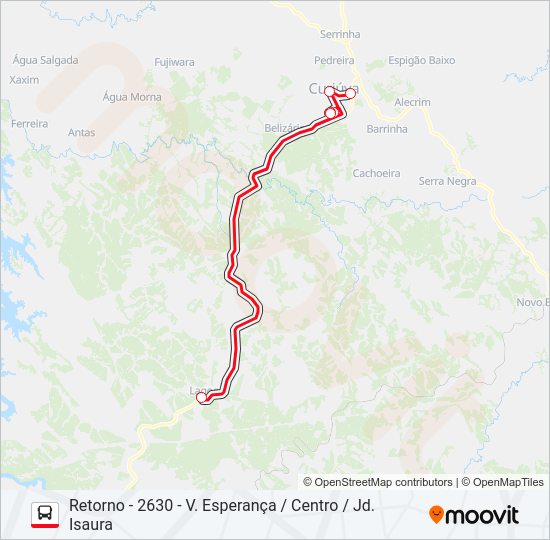 Mapa da linha LAGOA CURIÚVA CURIÚVA - LAGOA de ônibus