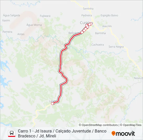 LAGOA CURIÚVA CURIÚVA - LAGOA Bus Line Map