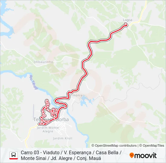 LAGOA - TELÊMACO TELÊMACO - LAGOA Bus Line Map