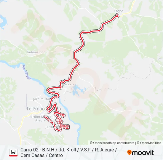 LAGOA - TELÊMACO TELÊMACO - LAGOA Bus Line Map