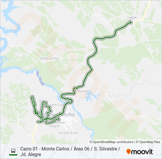 Mapa da linha LAGOA TELÊMACO - LAGOA de ônibus