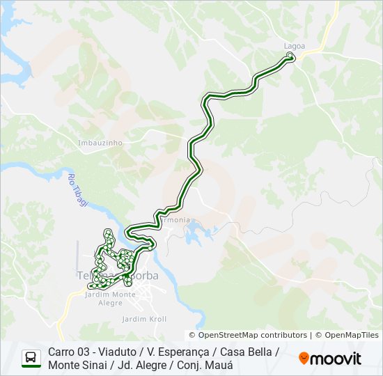 Mapa da linha LAGOA TELÊMACO - LAGOA de ônibus