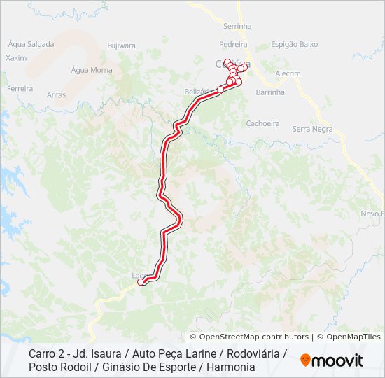 Mapa de LAGOA VERMELHA CURIÚVA - LAGOA de autobús