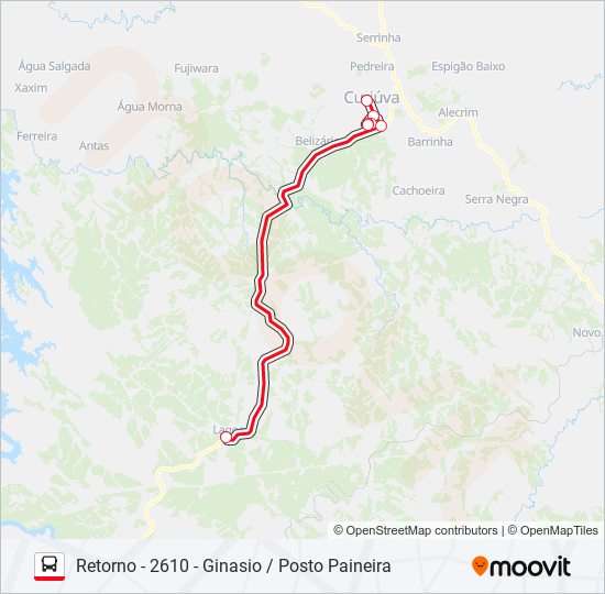 Mapa de LAGOA VERMELHA CURIÚVA - LAGOA de autobús