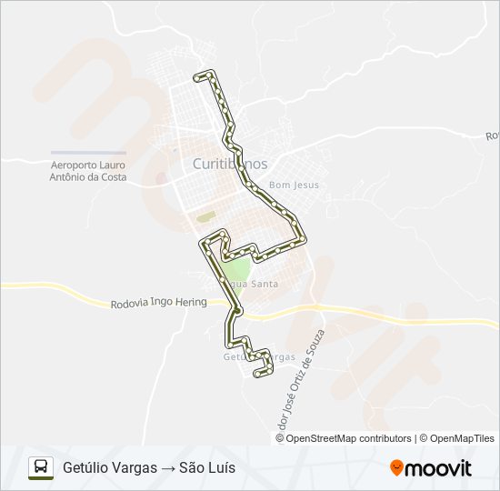 GETÚLIO VARGAS/SÃO LUÍS bus Line Map