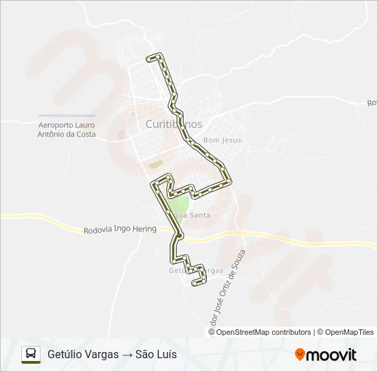 GETÚLIO VARGAS/SÃO LUÍS Bus Line Map
