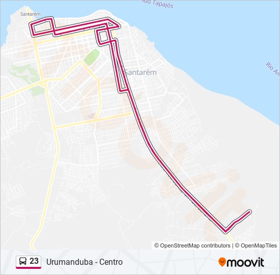 Mapa da linha 23 de ônibus