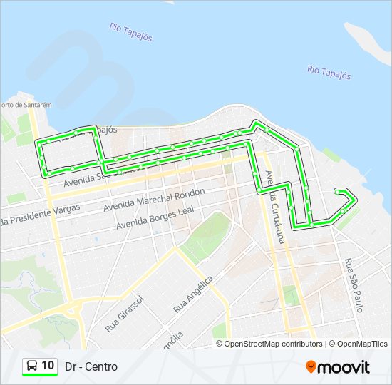 Mapa da linha 10 de ônibus