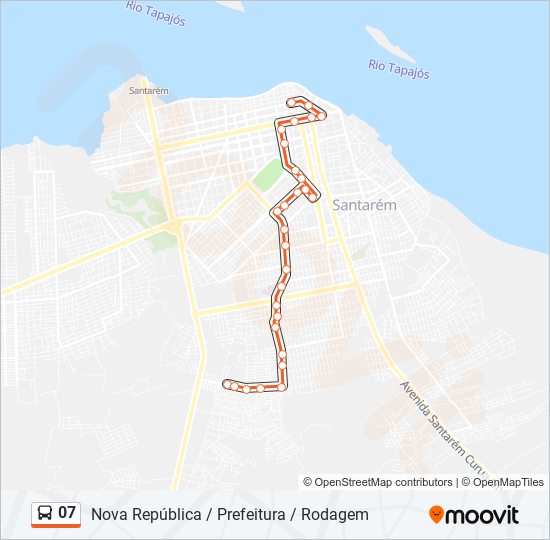 Mapa da linha 07 de ônibus