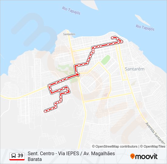 Mapa da linha 39 de ônibus