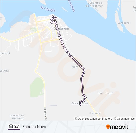 Mapa da linha 27 de ônibus