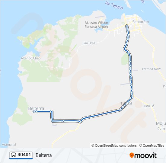 Mapa da linha 40401 de ônibus