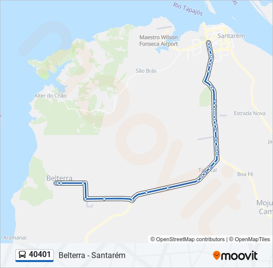 Mapa da linha 40401 de ônibus