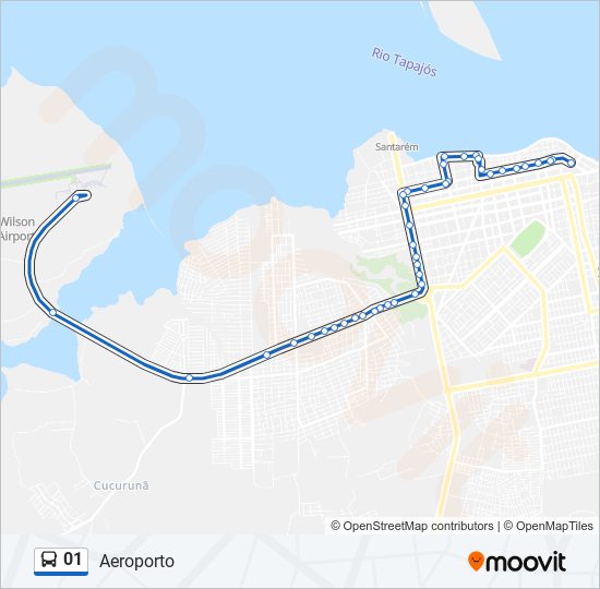 Mapa da linha 01 de ônibus