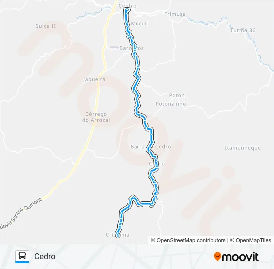 116 CEDRO Bus Line Map