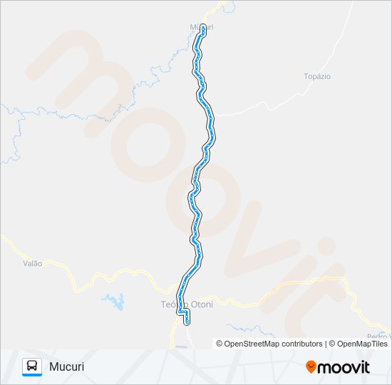 Mapa da linha 110 MUCURI de ônibus