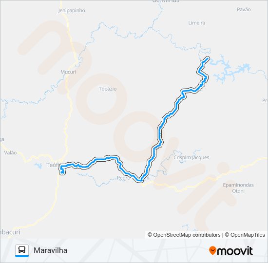Mapa da linha 113 MARAVILHA de ônibus