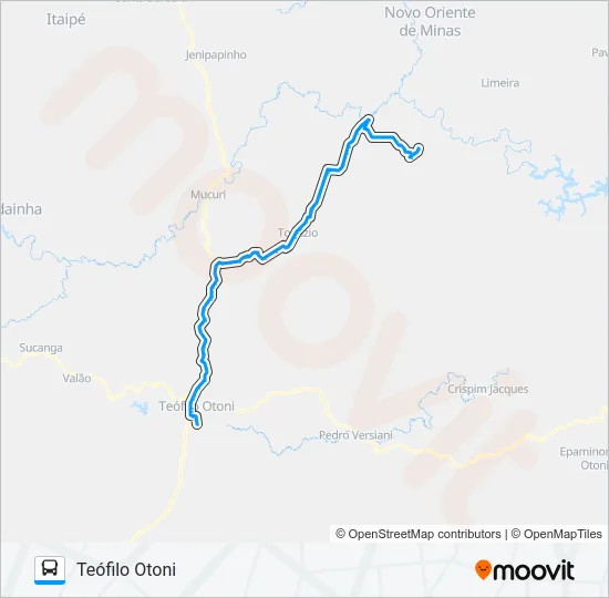 124 ARIRANHA VIA TOPÁZIO Bus Line Map