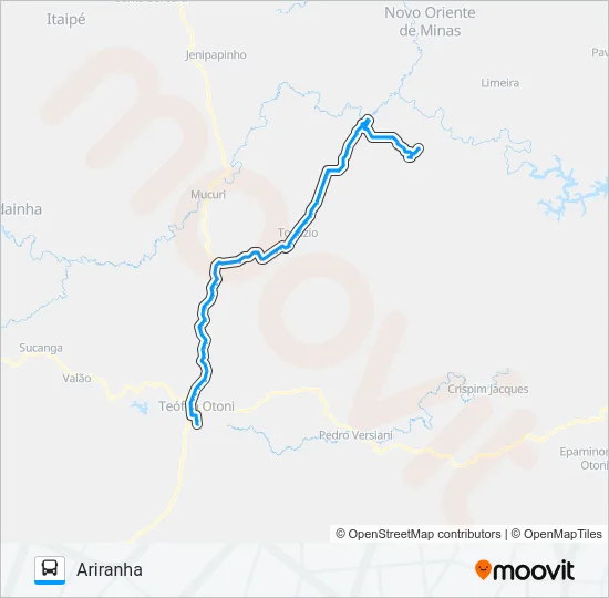 124 ARIRANHA VIA TOPÁZIO Bus Line Map