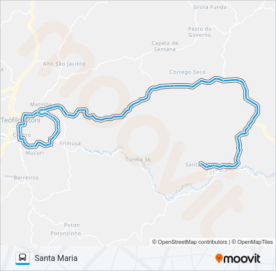 Mapa da linha 128 SANTA MARIA de ônibus