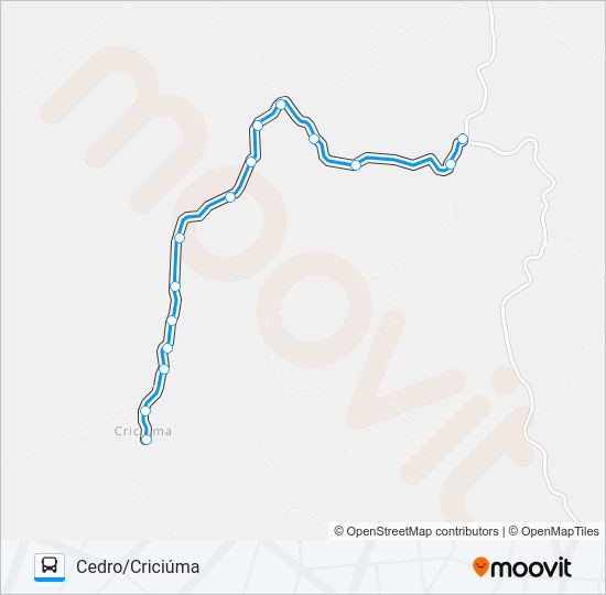 Mapa da linha 116.4 CEDRO/CRICIÚMA de ônibus