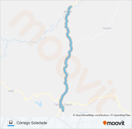 Mapa da linha 150 CÓRREGO SOLEDADE de ônibus