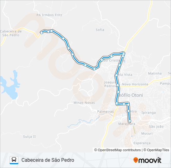 Mapa da linha 133.2 CABECEIRA DE SÃO PEDRO de ônibus