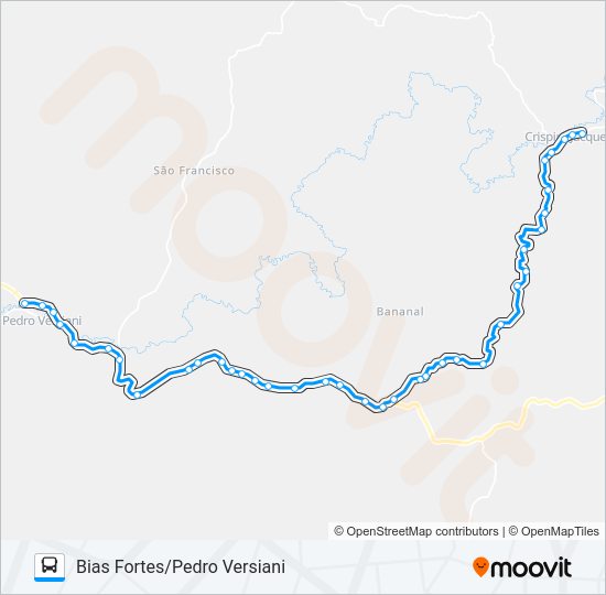 Mapa da linha 112 BIAS FORTES/PEDRO VERSIANI de ônibus