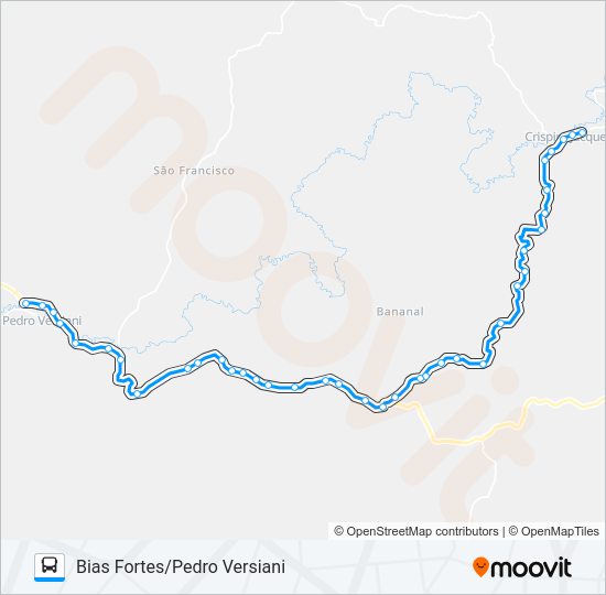 Mapa da linha 112 BIAS FORTES/PEDRO VERSIANI de ônibus