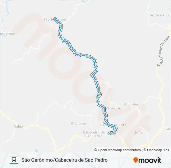 133 SÃO GERÔNIMO/CABECEIRA DE SÃO PEDRO Bus Line Map