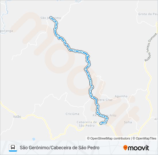 Mapa da linha 133 SÃO GERÔNIMO/CABECEIRA DE SÃO PEDRO de ônibus