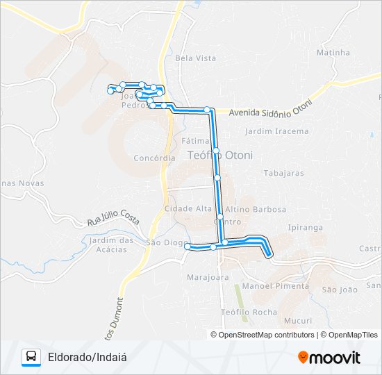 22 ELDORADO/INDAIÁ bus Line Map