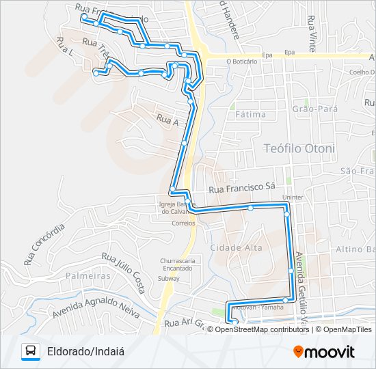 Mapa da linha 22 ELDORADO/INDAIÁ de ônibus
