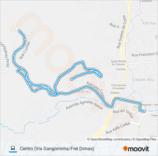 Mapa de 32 TURMA 38 VIA GANGORRINHA/FREI DIMAS de autobús