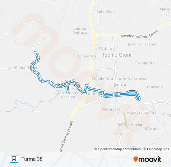 32 TURMA 38 VIA GANGORRINHA/FREI DIMAS Bus Line Map