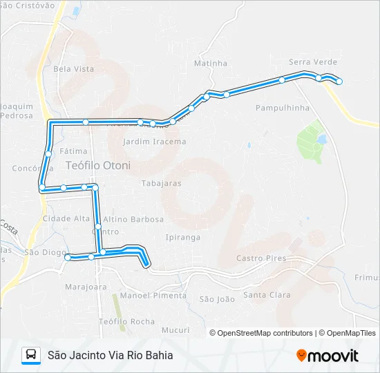 25 SÃO JACINTO VIA RIO-BAHIA Bus Line Map