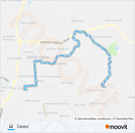 Mapa da linha SÃO JACINTO - FLORESTA de ônibus