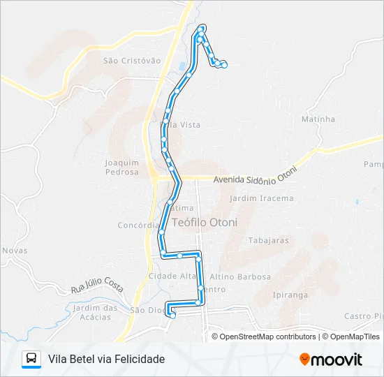 VILA BETEL VIA FELICIDADE Bus Line Map