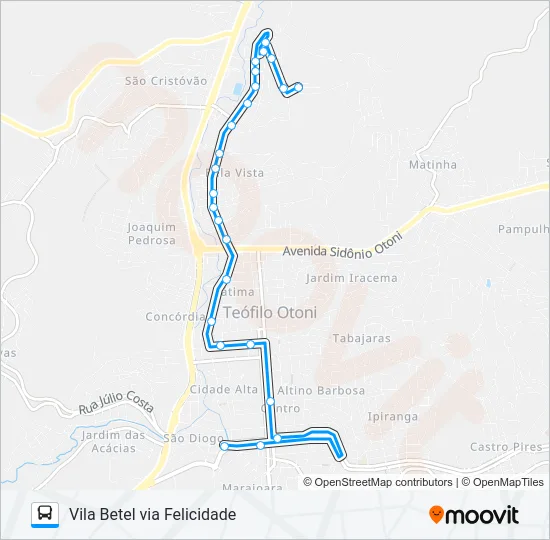 VILA BETEL VIA FELICIDADE Bus Line Map
